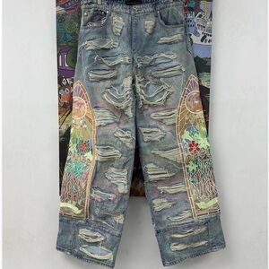 Who Decides War Side Embroidery Denim 'Multicolor' Size 36